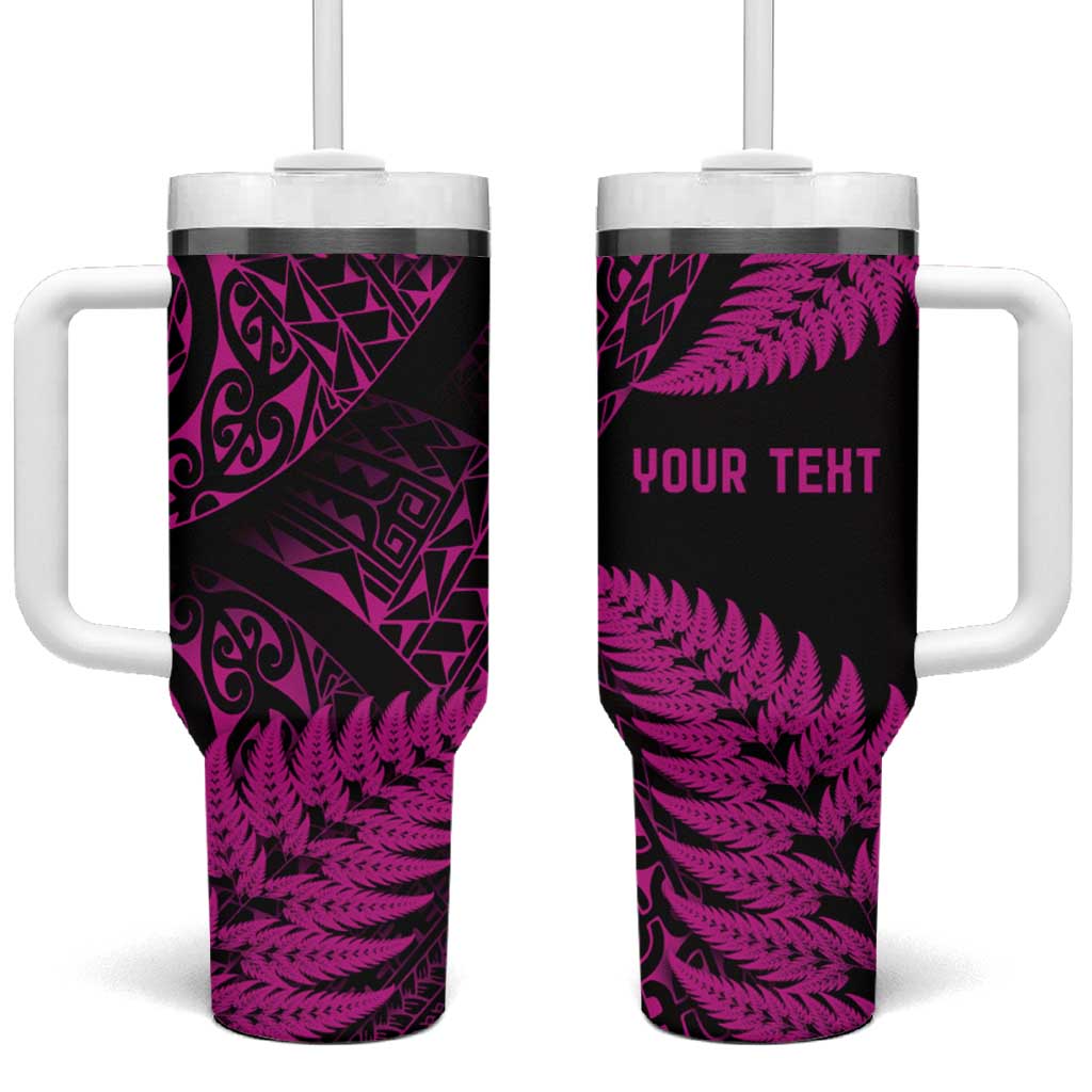 New Zealand Rugby Pacific Personalised Tumbler With Handle All Pink Maori Pasifika Fern Pattern