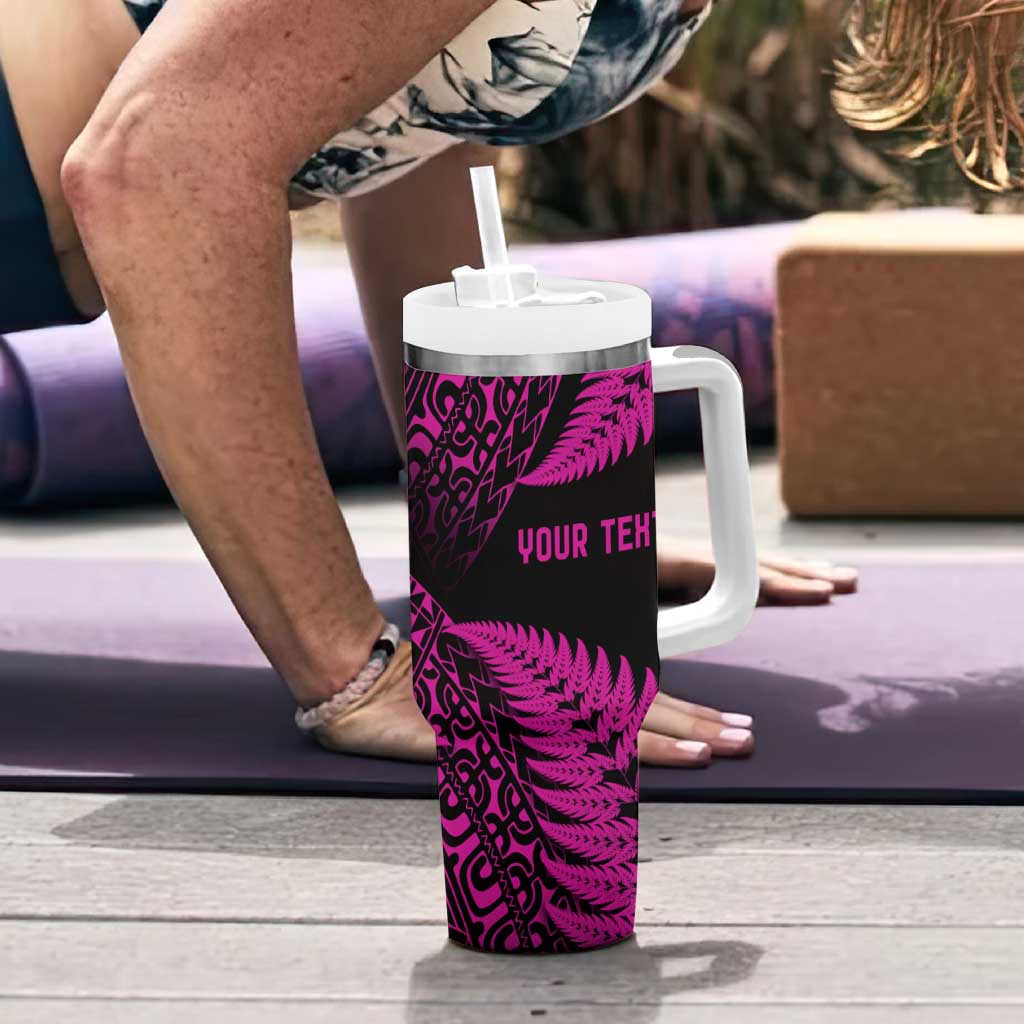 New Zealand Rugby Pacific Personalised Tumbler With Handle All Pink Maori Pasifika Fern Pattern