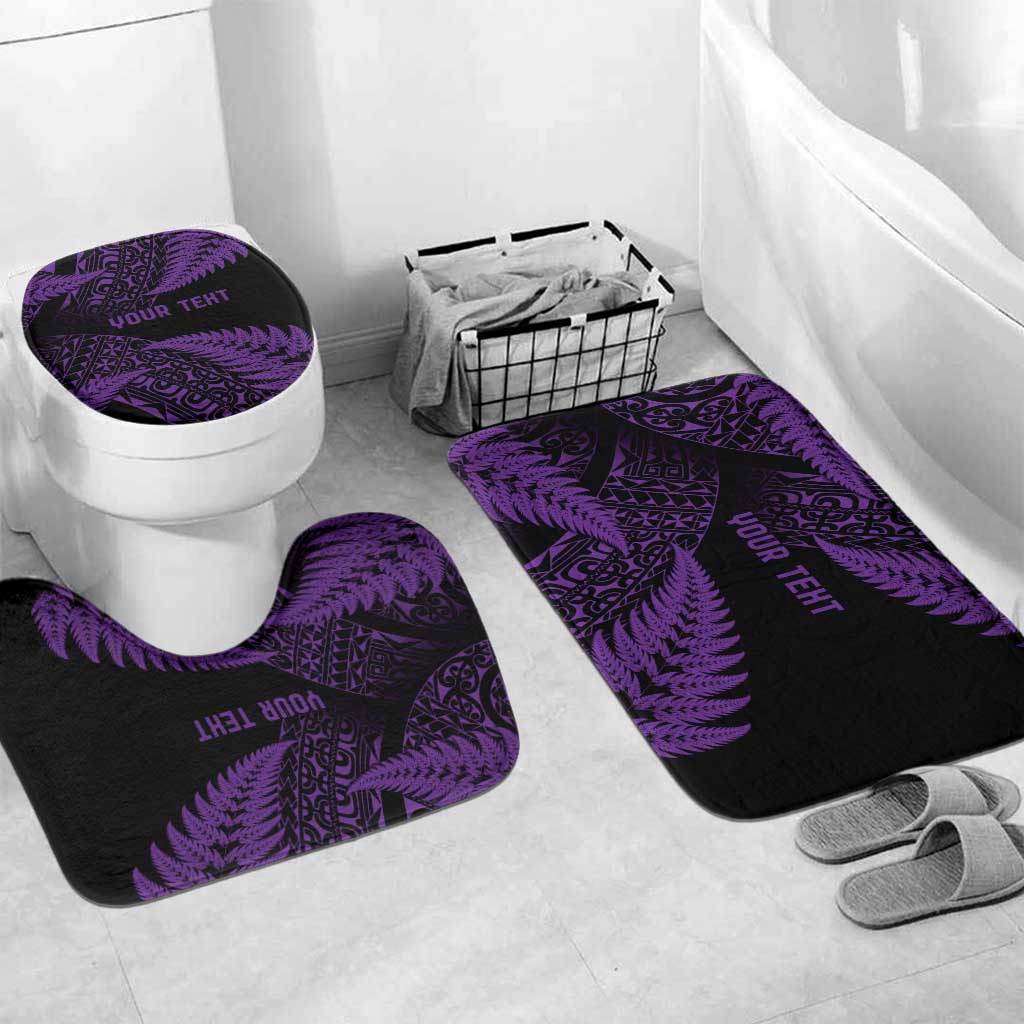New Zealand Rugby Pacific Personalised Bathroom Set All Purple Maori Pasifika Fern Pattern - Polynesian Pride