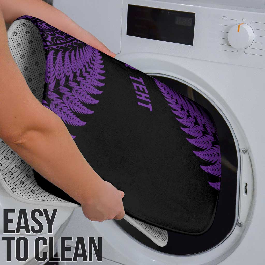 New Zealand Rugby Pacific Personalised Bathroom Set All Purple Maori Pasifika Fern Pattern - Polynesian Pride