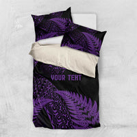 New Zealand Rugby Pacific Personalised Bedding Set All Purple Maori Pasifika Fern Pattern