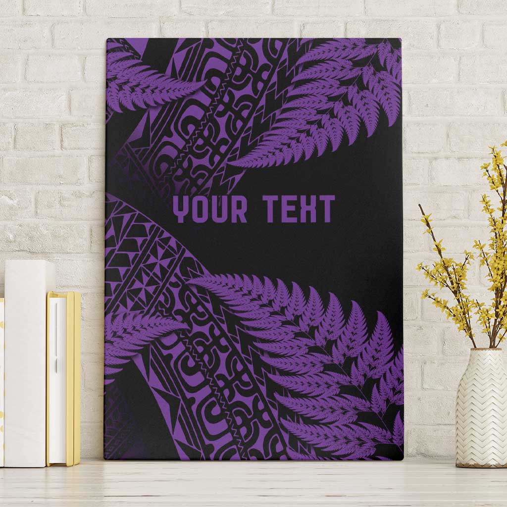 New Zealand Rugby Pacific Personalised Canvas Wall Art All Purple Maori Pasifika Fern Pattern