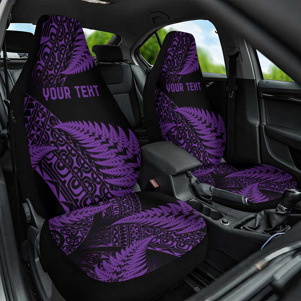 New Zealand Rugby Pacific Personalised Car Seat Cover All Purple Maori Pasifika Fern Pattern