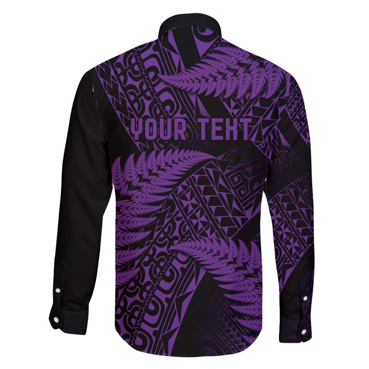 New Zealand Rugby Pacific Personalised Family Matching Off The Shoulder Long Sleeve Dress and Hawaiian Shirt All Purple Maori Pasifika Fern Pattern