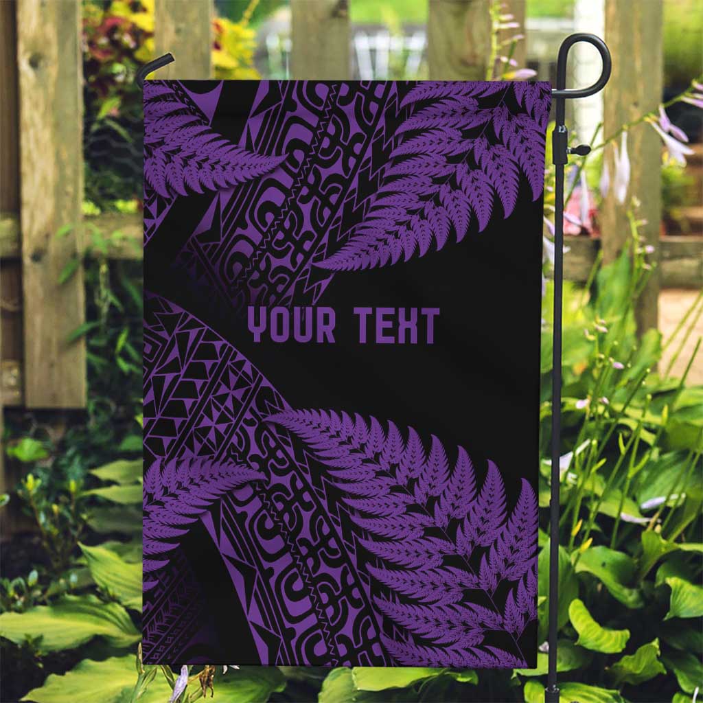 New Zealand Rugby Pacific Personalised Garden Flag All Purple Maori Pasifika Fern Pattern