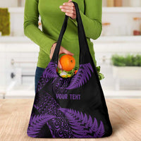 New Zealand Rugby Pacific Personalised Grocery Bag All Purple Maori Pasifika Fern Pattern