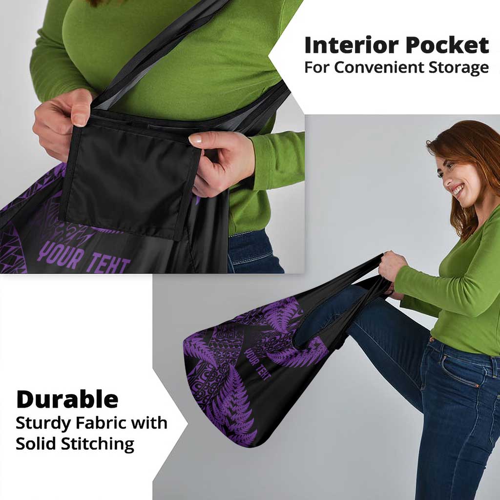 New Zealand Rugby Pacific Personalised Grocery Bag All Purple Maori Pasifika Fern Pattern