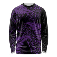 New Zealand Rugby Pacific Personalised Long Sleeve Shirt All Purple Maori Pasifika Fern Pattern