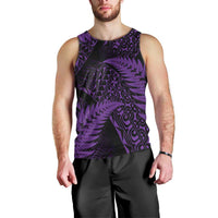 New Zealand Rugby Pacific Personalised Men Tank Top All Purple Maori Pasifika Fern Pattern