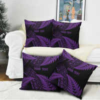 New Zealand Rugby Pacific Personalised Pillow Cover All Purple Maori Pasifika Fern Pattern - Polynesian Pride
