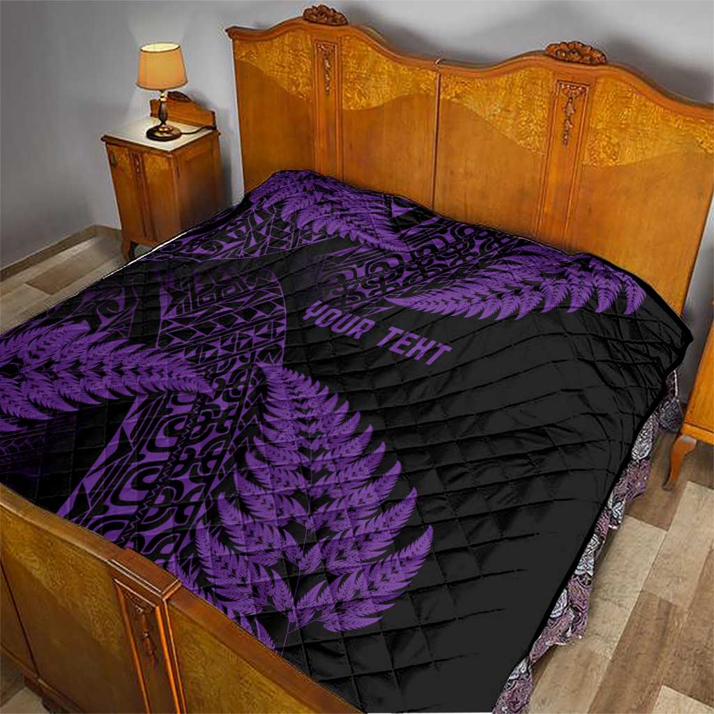 New Zealand Rugby Pacific Personalised Quilt All Purple Maori Pasifika Fern Pattern