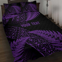 New Zealand Rugby Pacific Personalised Quilt Bed Set All Purple Maori Pasifika Fern Pattern