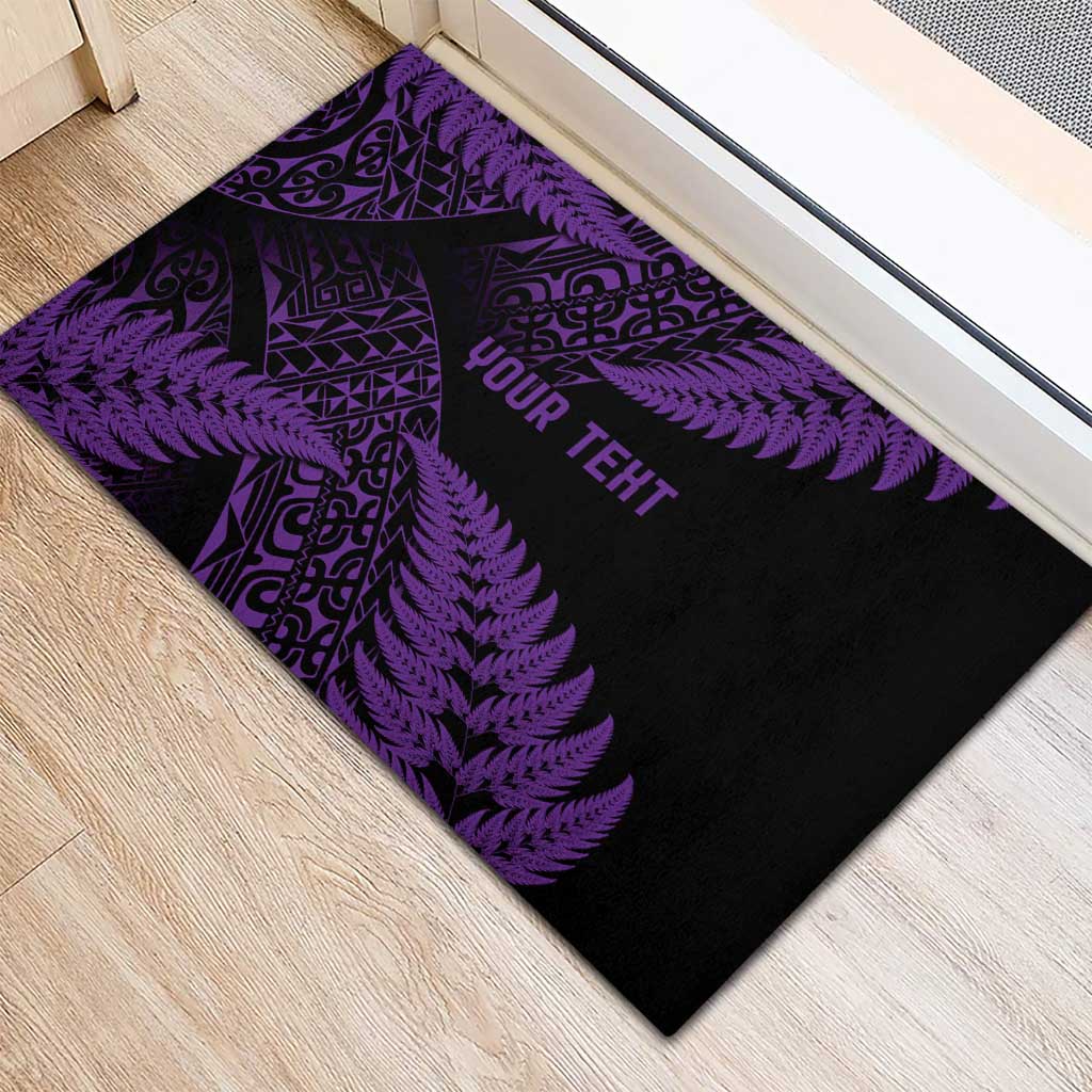 New Zealand Rugby Pacific Personalised Rubber Doormat All Purple Maori Pasifika Fern Pattern