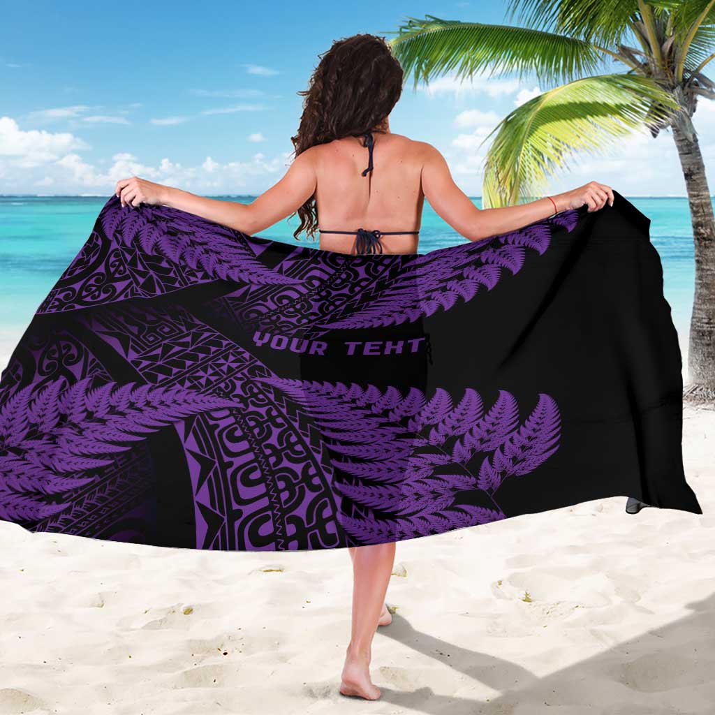New Zealand Rugby Pacific Personalised Sarong All Purple Maori Pasifika Fern Pattern