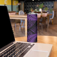 New Zealand Rugby Pacific Personalised Skinny Tumbler All Purple Maori Pasifika Fern Pattern