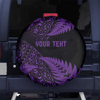 New Zealand Rugby Pacific Personalised Spare Tire Cover All Purple Maori Pasifika Fern Pattern