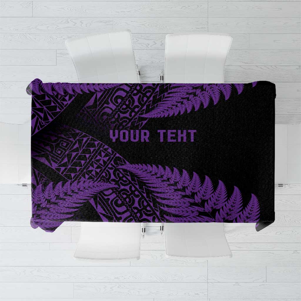 New Zealand Rugby Pacific Personalised Tablecloth All Purple Maori Pasifika Fern Pattern