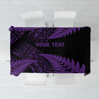 New Zealand Rugby Pacific Personalised Tablecloth All Purple Maori Pasifika Fern Pattern