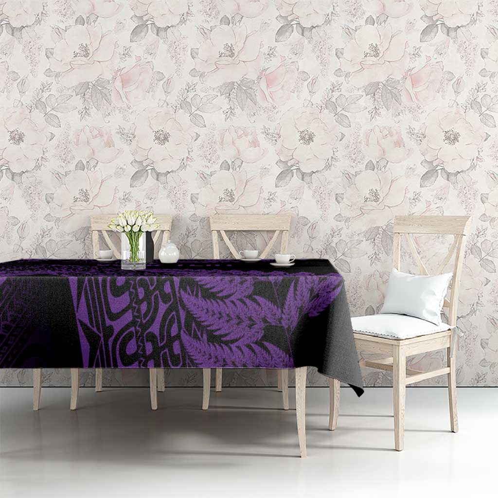 New Zealand Rugby Pacific Personalised Tablecloth All Purple Maori Pasifika Fern Pattern