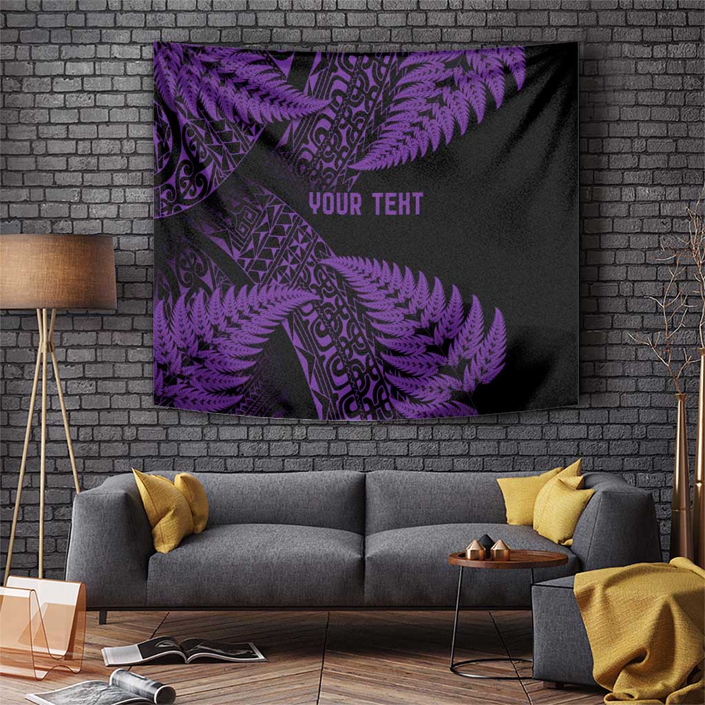 New Zealand Rugby Pacific Personalised Tapestry All Purple Maori Pasifika Fern Pattern