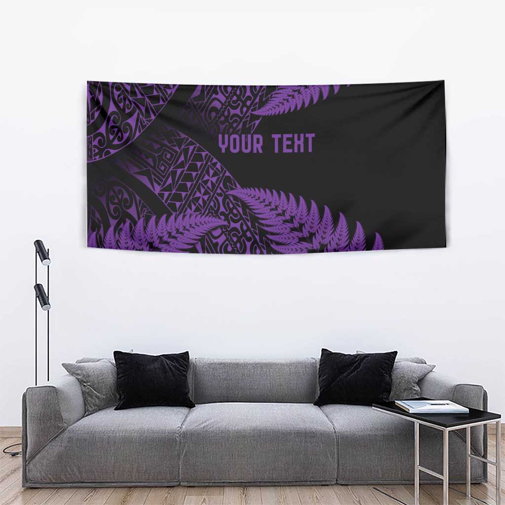 New Zealand Rugby Pacific Personalised Tapestry All Purple Maori Pasifika Fern Pattern