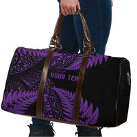 New Zealand Rugby Pacific Personalised Travel Bag All Purple Maori Pasifika Fern Pattern - Polynesian Pride