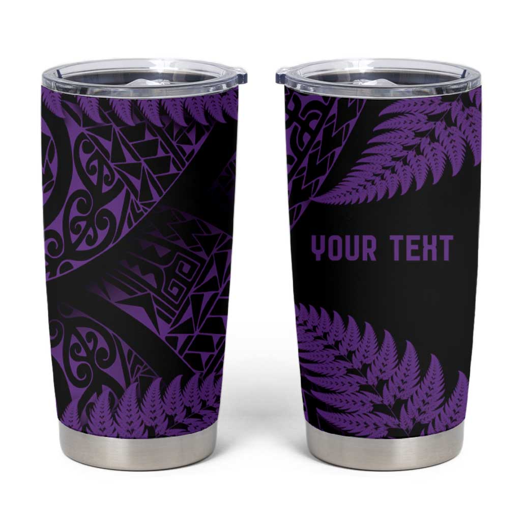 New Zealand Rugby Pacific Personalised Tumbler Cup All Purple Maori Pasifika Fern Pattern