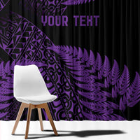 New Zealand Rugby Pacific Personalised Window Curtain All Purple Maori Pasifika Fern Pattern