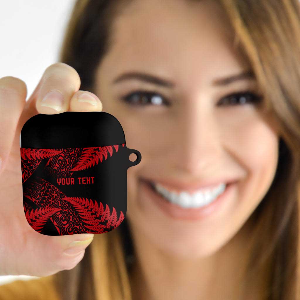 New Zealand Rugby Pacific Personalised AirPods Case All Red Maori Pasifika Fern Pattern - Polynesian Pride