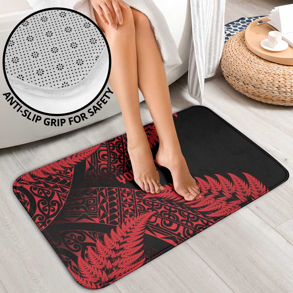 New Zealand Rugby Pacific Personalised Bathroom Set All Red Maori Pasifika Fern Pattern - Polynesian Pride