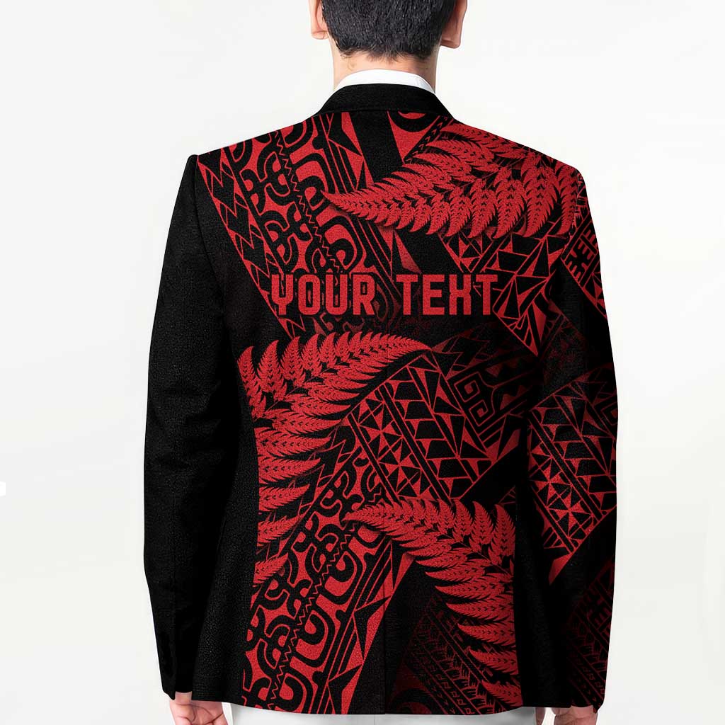 New Zealand Rugby Pacific Personalised Blazer All Red Maori Pasifika Fern Pattern - Polynesian Pride