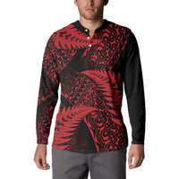 New Zealand Rugby Pacific Personalised Button Sweatshirt All Red Maori Pasifika Fern Pattern