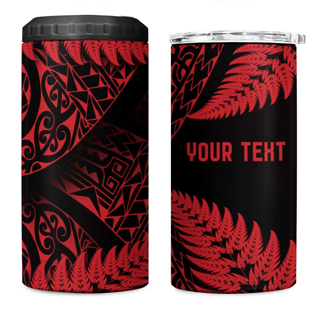 New Zealand Rugby Pacific Personalised 4 in 1 Can Cooler Tumbler All Red Maori Pasifika Fern Pattern