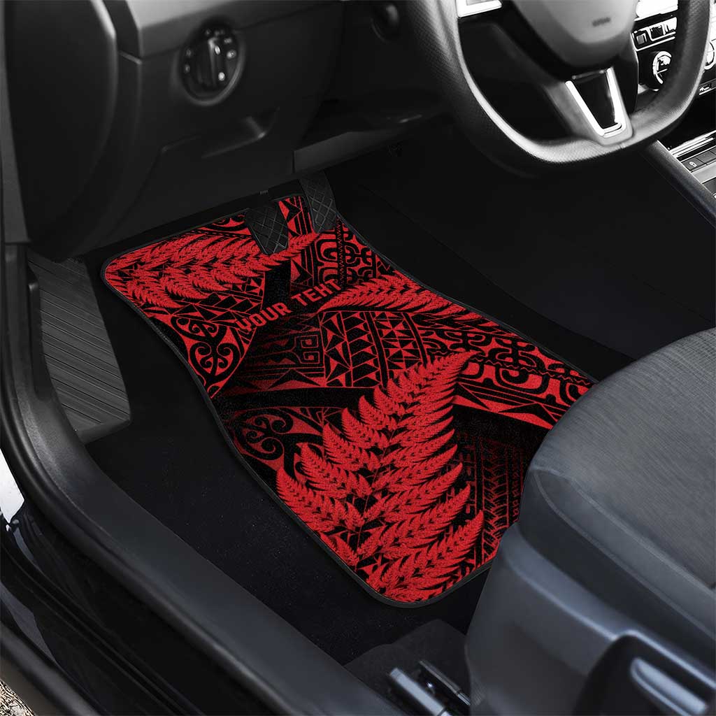 New Zealand Rugby Pacific Personalised Car Mats All Red Maori Pasifika Fern Pattern