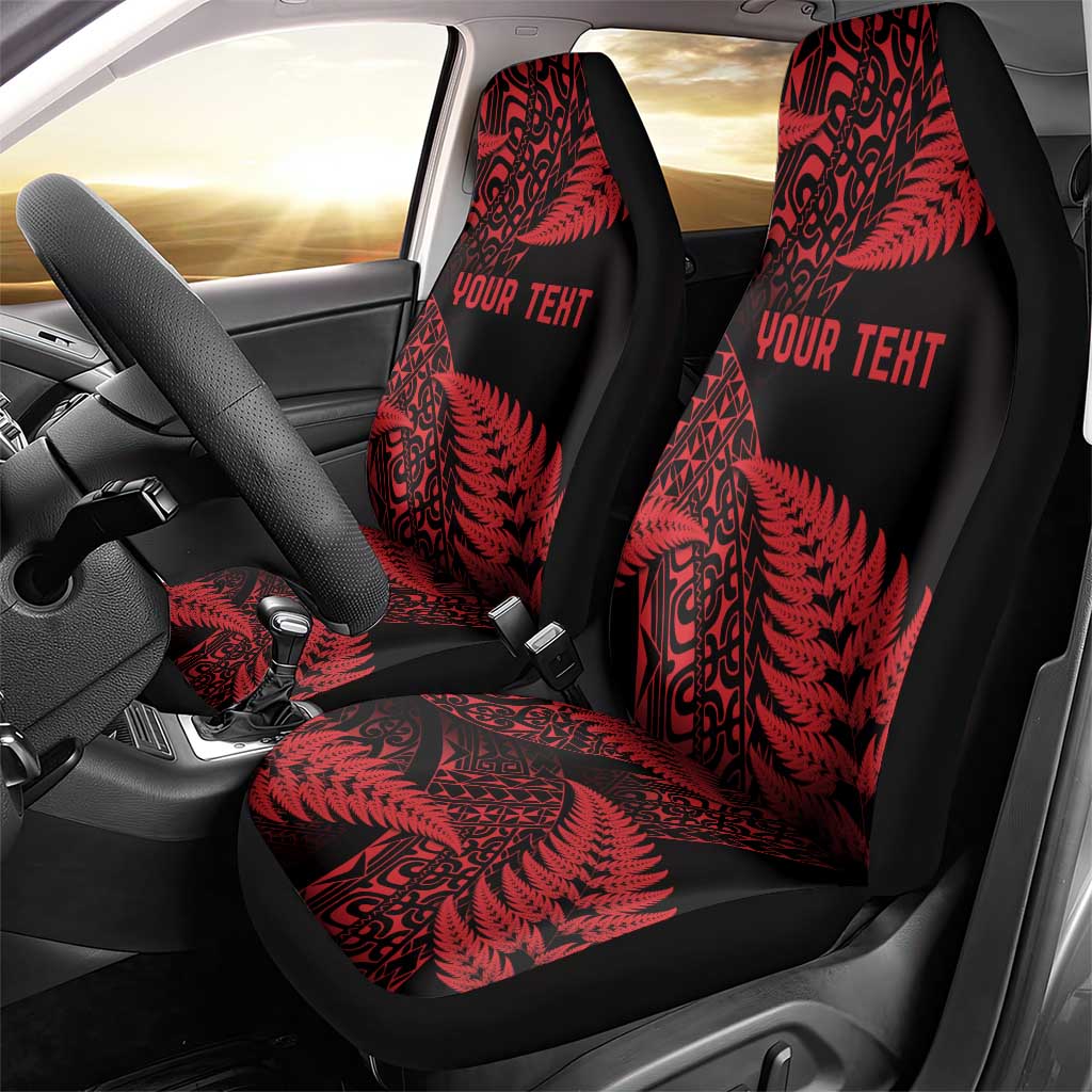New Zealand Rugby Pacific Personalised Car Seat Cover All Red Maori Pasifika Fern Pattern