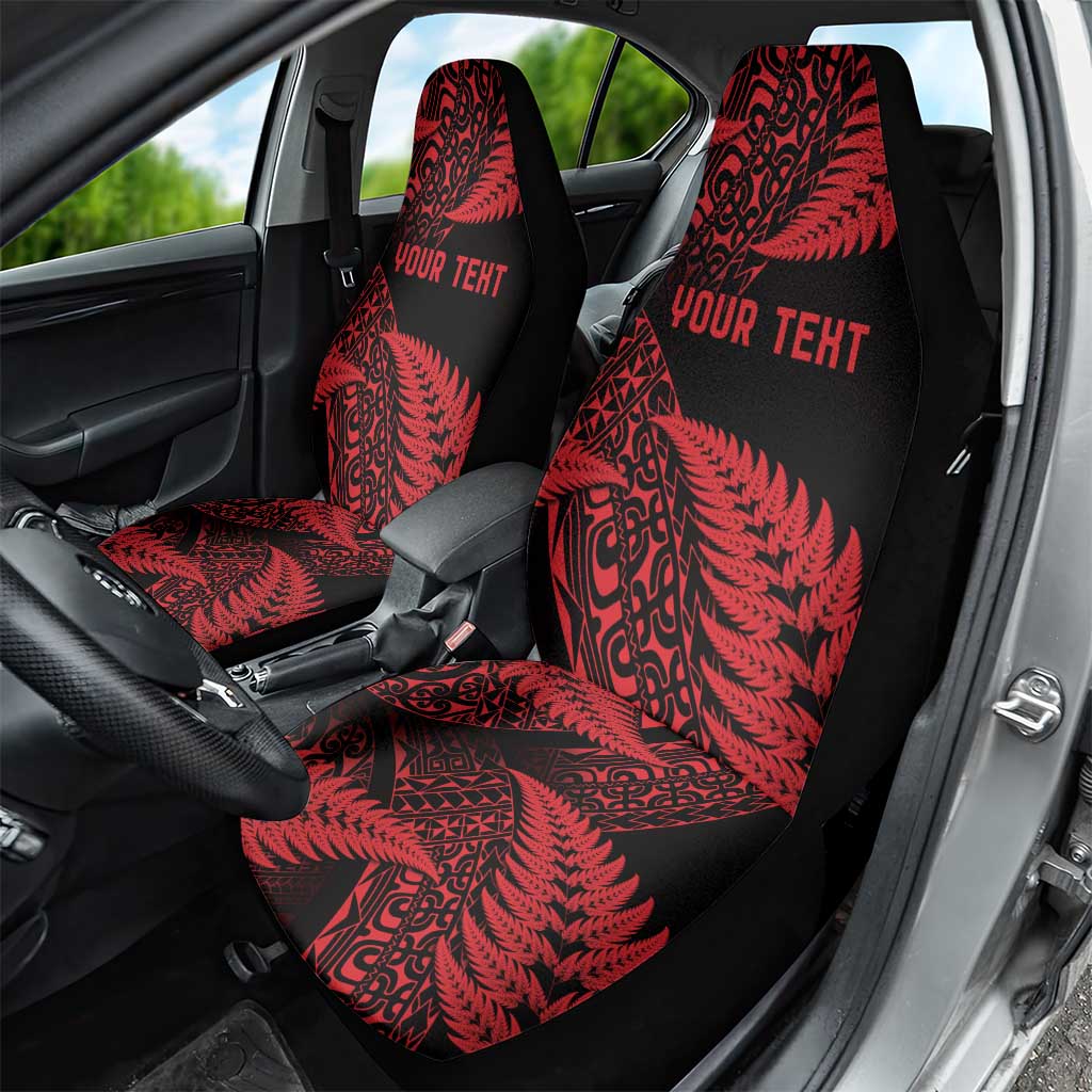 New Zealand Rugby Pacific Personalised Car Seat Cover All Red Maori Pasifika Fern Pattern