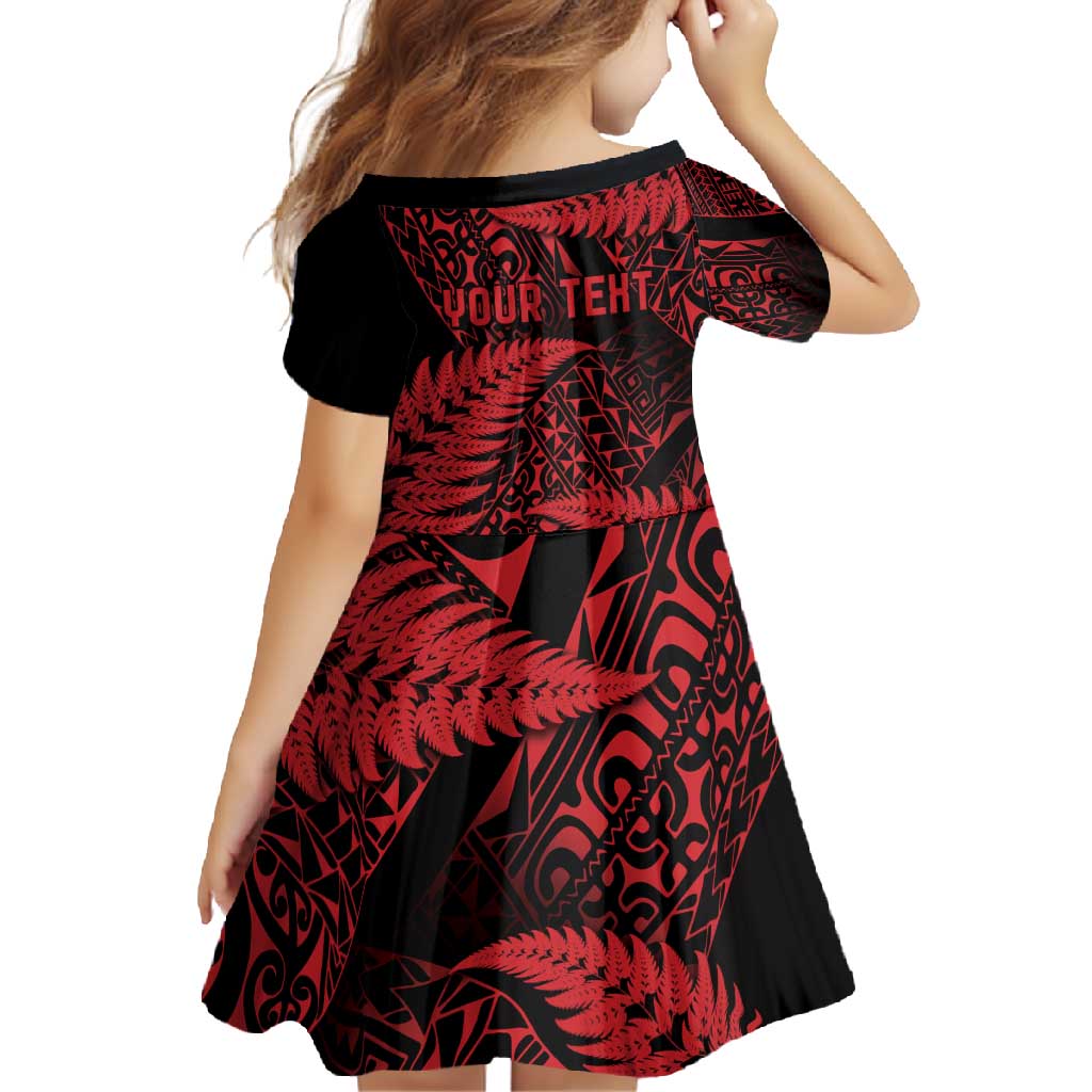 New Zealand Rugby Pacific Personalised Family Matching Long Sleeve Bodycon Dress and Hawaiian Shirt All Red Maori Pasifika Fern Pattern
