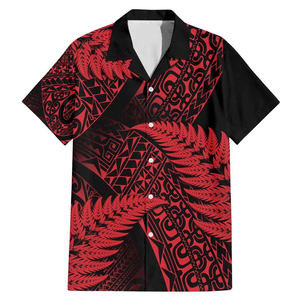 New Zealand Rugby Pacific Personalised Family Matching Mermaid Dress and Hawaiian Shirt All Red Maori Pasifika Fern Pattern