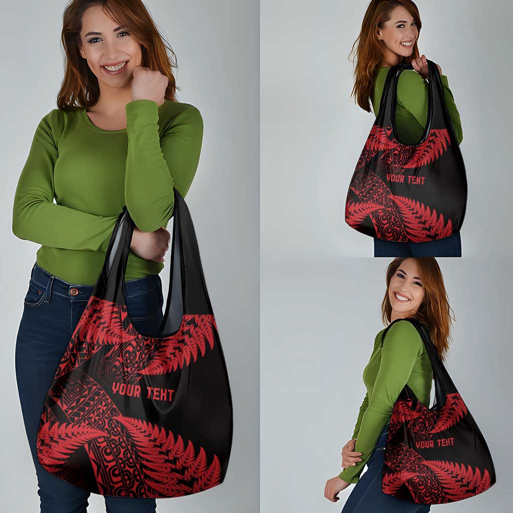 New Zealand Rugby Pacific Personalised Grocery Bag All Red Maori Pasifika Fern Pattern