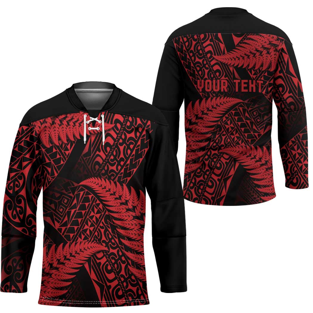 New Zealand Rugby Pacific Personalised Hockey Jersey All Red Maori Pasifika Fern Pattern - Polynesian Pride