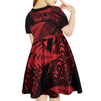 New Zealand Rugby Pacific Personalised Kid Short Sleeve Dress All Red Maori Pasifika Fern Pattern