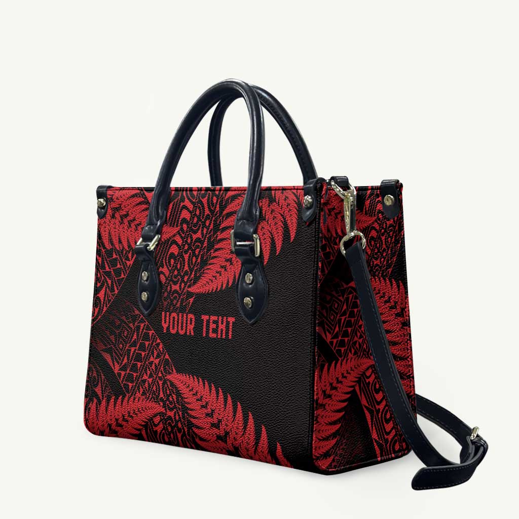 New Zealand Rugby Pacific Personalised Leather Bag All Red Maori Pasifika Fern Pattern - Polynesian Pride