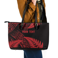 New Zealand Rugby Pacific Personalised Leather Tote Bag All Red Maori Pasifika Fern Pattern