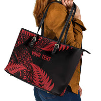 New Zealand Rugby Pacific Personalised Leather Tote Bag All Red Maori Pasifika Fern Pattern