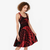 New Zealand Rugby Pacific Personalised Midi Dress All Red Maori Pasifika Fern Pattern - Polynesian Pride