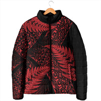 New Zealand Rugby Pacific Personalised Padded Jacket All Red Maori Pasifika Fern Pattern - Polynesian Pride
