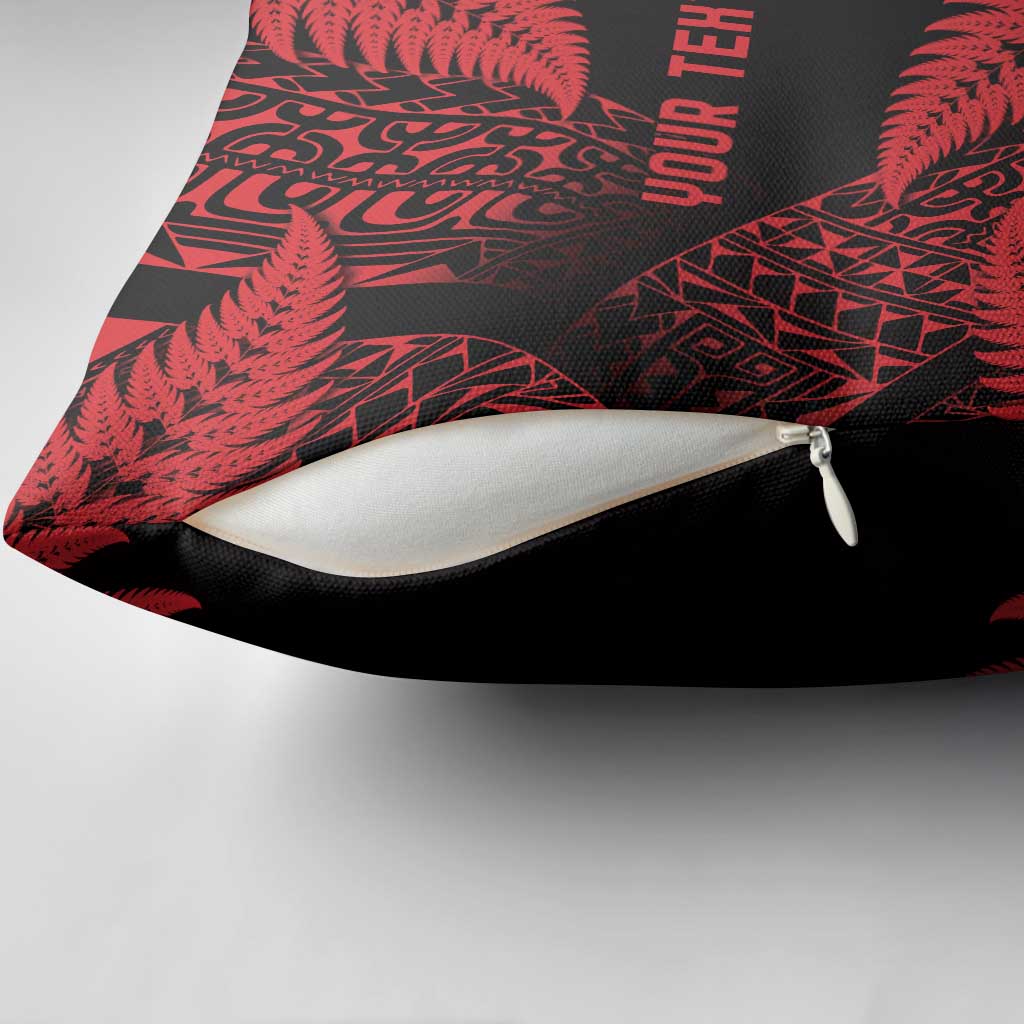 New Zealand Rugby Pacific Personalised Pillow Cover All Red Maori Pasifika Fern Pattern - Polynesian Pride