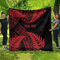 New Zealand Rugby Pacific Personalised Quilt All Red Maori Pasifika Fern Pattern