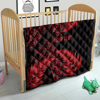 New Zealand Rugby Pacific Personalised Quilt All Red Maori Pasifika Fern Pattern