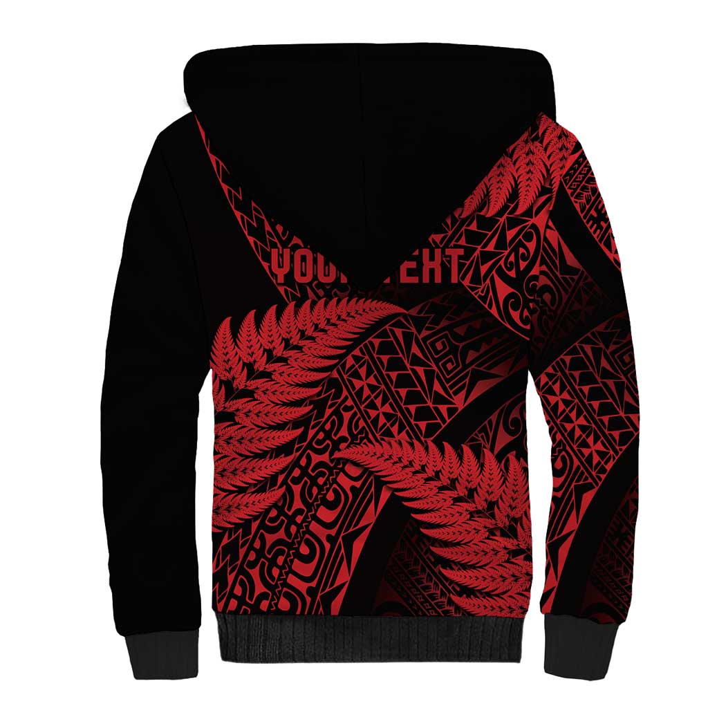 New Zealand Rugby Pacific Personalised Sherpa Hoodie All Red Maori Pasifika Fern Pattern